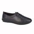 Black - Front - Mod Comfys Womens-Ladies Leather Casual Shoes