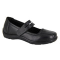 Black - Front - Mod Comfys Womens-Ladies Softie Leather Extra Wide Mary Janes