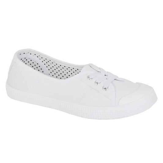 White - Front - Rdek Womens-Ladies Canvas Pumps