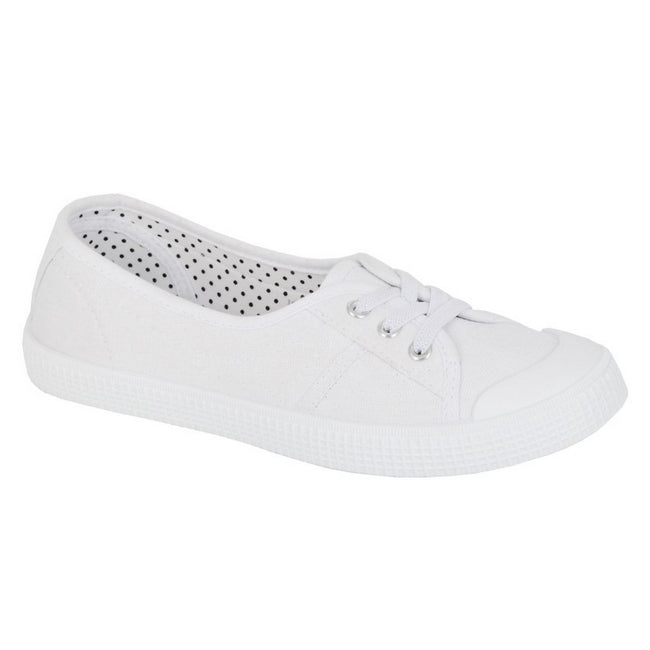 White - Front - Rdek Womens-Ladies Canvas Pumps