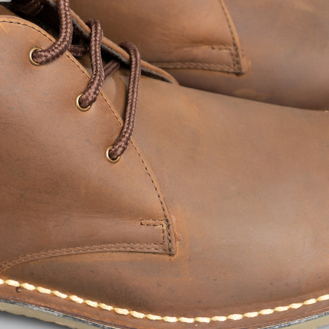 Brown - Lifestyle - Roamers Mens Waxy Leather Fulfit Desert Boots