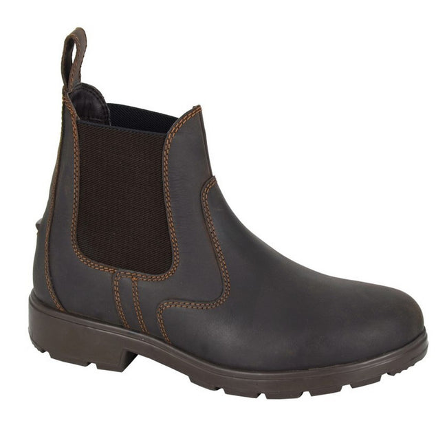 Brown - Front - Woodland Womens-Ladies Waxy Leather Chelsea Boots