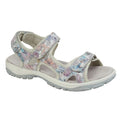 Grey - Front - Mod Comfys Womens-Ladies Floral Leather Sports Sandals