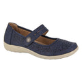 Navy - Front - Boulevard Womens-Ladies Perforated Mary Janes