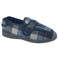 Navy - Front - Zedzzz Mens Peter Checked Slippers