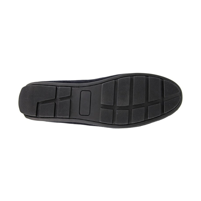 Navy - Back - Roamers Mens Suede Square Toe Loafers