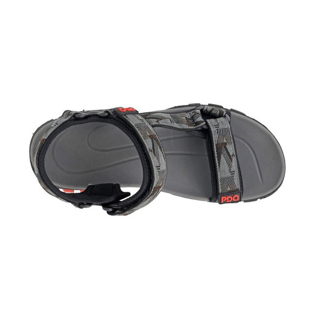 Grey-Black - Back - PDQ Mens Logo Sandals