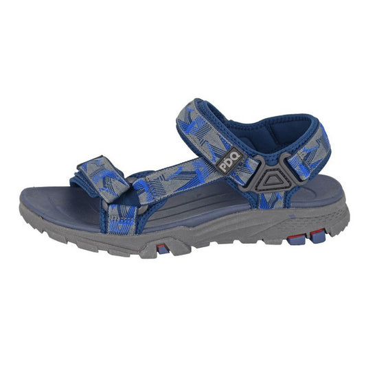Navy-Grey - Front - PDQ Mens Logo Sandals