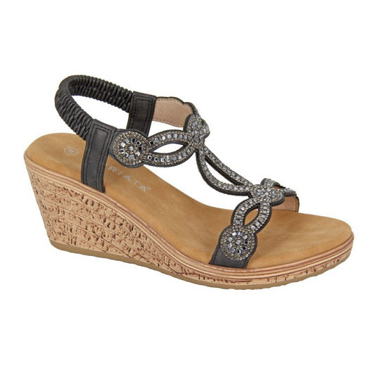 Black - Front - Cipriata Womens-Ladies Ora Jewelled Sandals