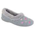 Grey - Front - Sleepers Womens-Ladies Daisy Hearts Slippers
