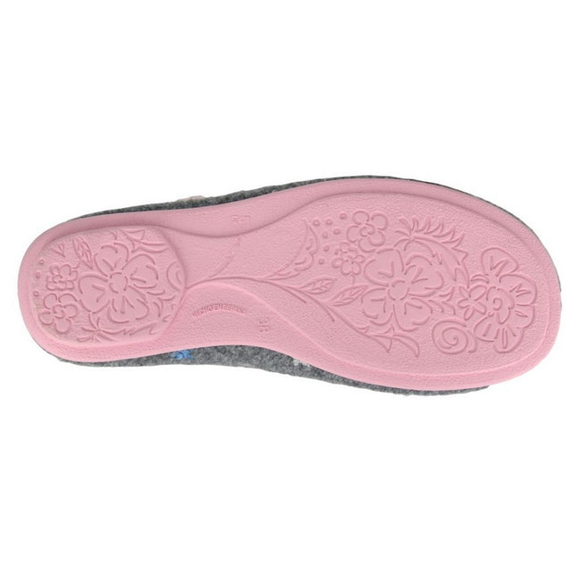 Grey-Pink - Back - Sleepers Womens-Ladies Ellie Star Motif Mule Slippers