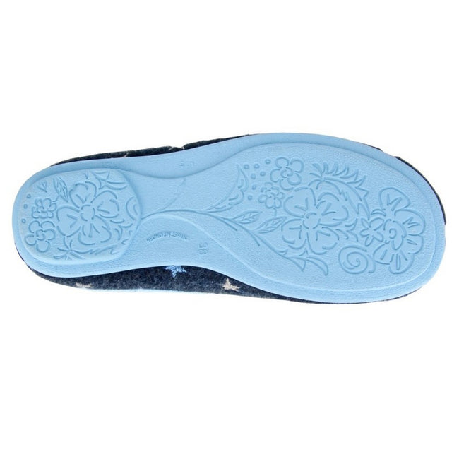 Navy Blue - Back - Sleepers Womens-Ladies Ellie Star Motif Mule Slippers