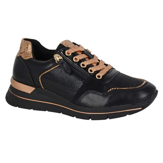 Black-Gold - Front - Cipriata Womens-Ladies Clelia Trainers