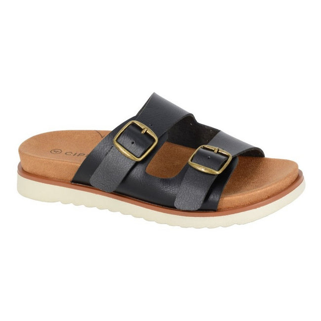 Black-Tan - Front - Cipriata Womens-Ladies Tiberia Mule Sandals