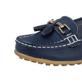 Navy Blue - Side - Boulevard Womens-Ladies Action Leather Saddle Loafers