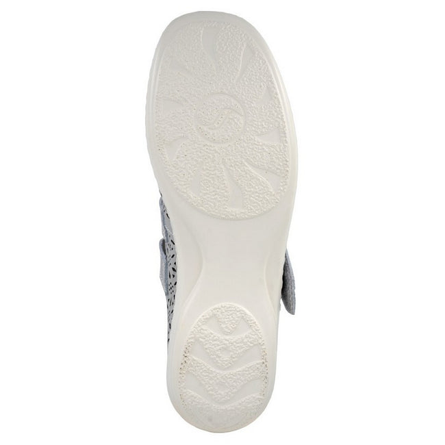 Light Grey - Back - Boulevard Womens-Ladies Perforated Leather Sandals