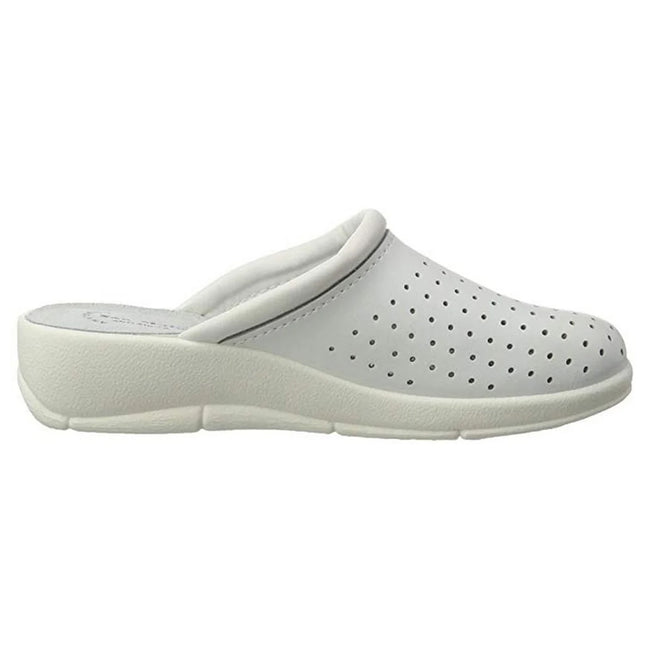 White - Back - Dek Womens-Ladies Leather Clogs