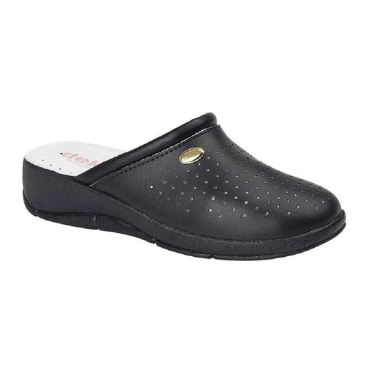 Navy Blue - Front - Dek Womens-Ladies Leather Clogs