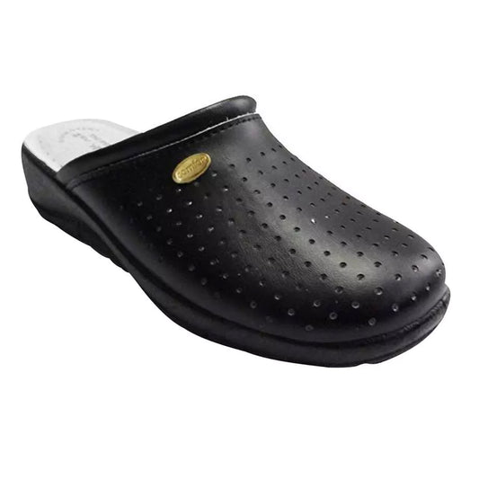 Black - Front - Dek Womens-Ladies Leather Clogs