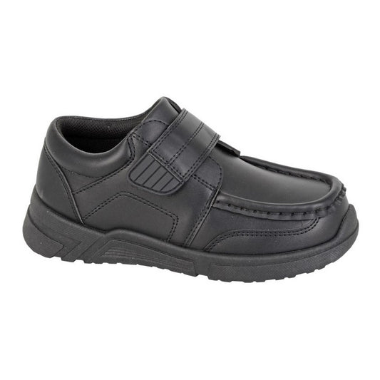 Black - Front - Route 21 Childrens-Kids Maxwell School Shoes