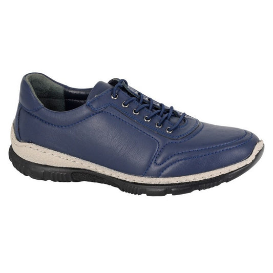 Navy - Front - Mod Comfys Womens-Ladies Leather Shoes