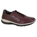 Burgundy - Front - Mod Comfys Womens-Ladies Leather Shoes