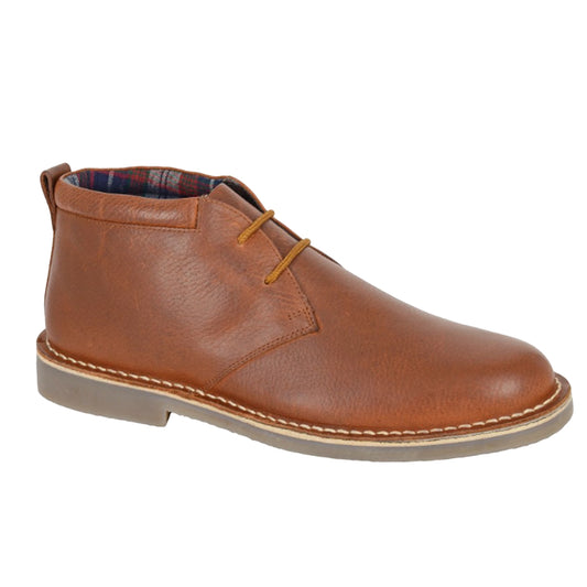 Brown - Front - Roamers Mens Leather Desert Boots