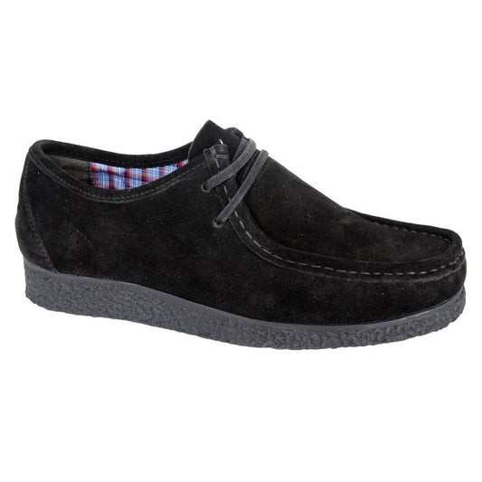 Black - Front - Roamers Mens Suede Apron Casual Shoes