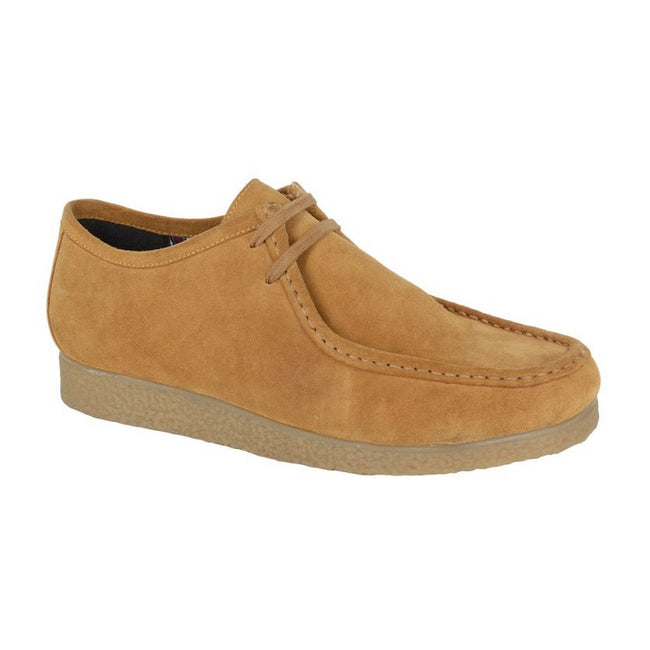 Camel - Front - Roamers Mens Suede Apron Casual Shoes