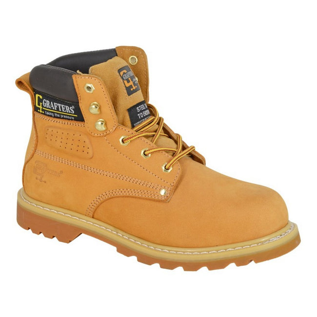 Honey - Front - Grafters Mens Crazy Horse Leather Safety Boots