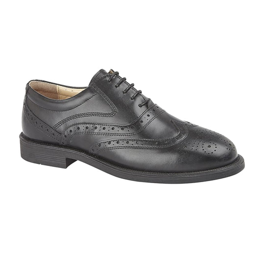Black - Front - Grafters Mens Art Leather Brogues