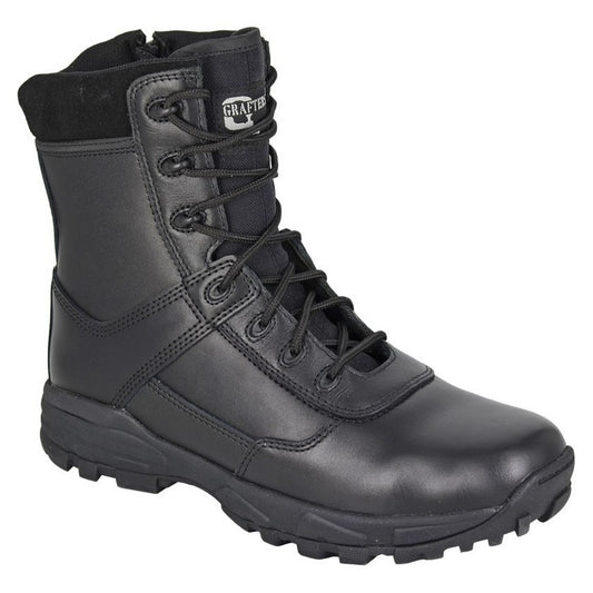 Black - Front - Grafters Mens Tiger Leather Combat Boots