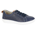 Navy Blue - Front - Mod Comfys Womens-Ladies Leather Trainers