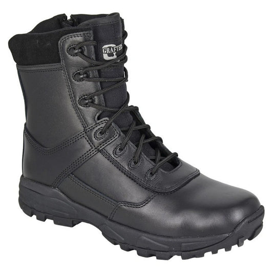 Black - Front - Grafters Mens Tiger Leather Combat Boots