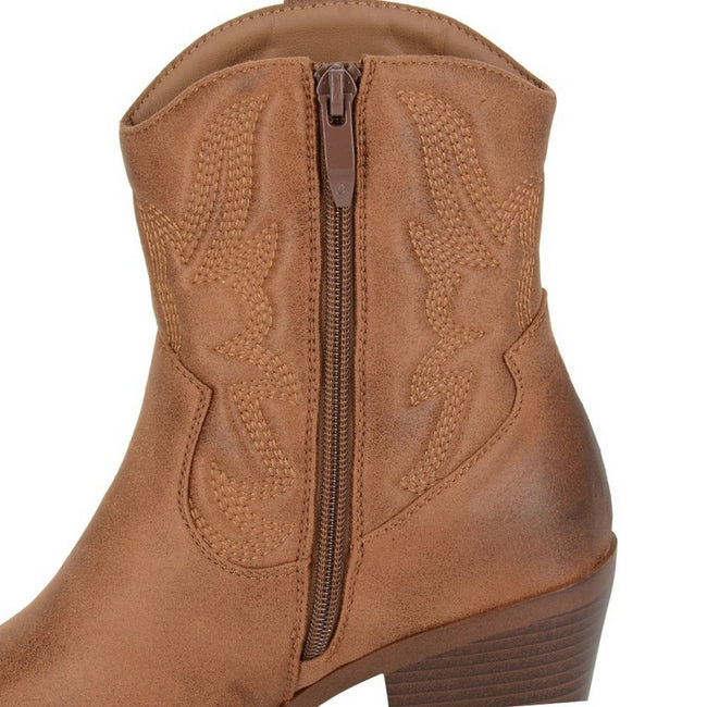 Tan - Back - Cipriata Womens-Ladies Bertilla Cowgirl Ankle Boots