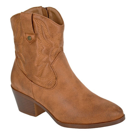 Tan - Front - Cipriata Womens-Ladies Bertilla Cowgirl Ankle Boots