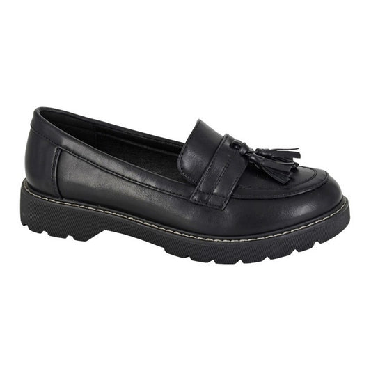 Black - Front - Boulevard Womens-Ladies Tassel Loafers