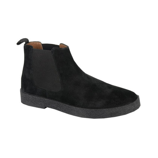 Black - Front - Roamers Mens Plain Suede Ankle Boots