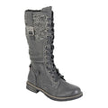 Black-Grey - Front - Cipriata Womens-Ladies Gabriela Combat Boots