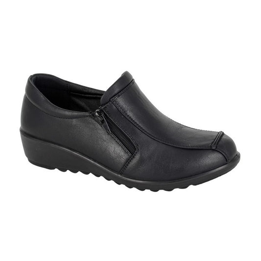 Black - Front - Boulevard Womens-Ladies Loafers