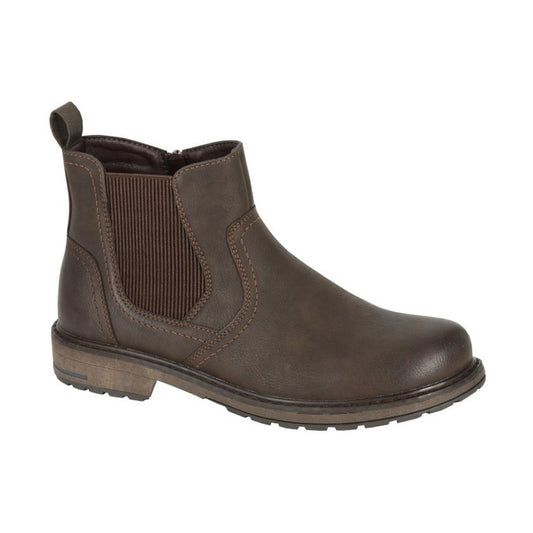 Dark Brown - Front - Route 21 Mens Chelsea Boots