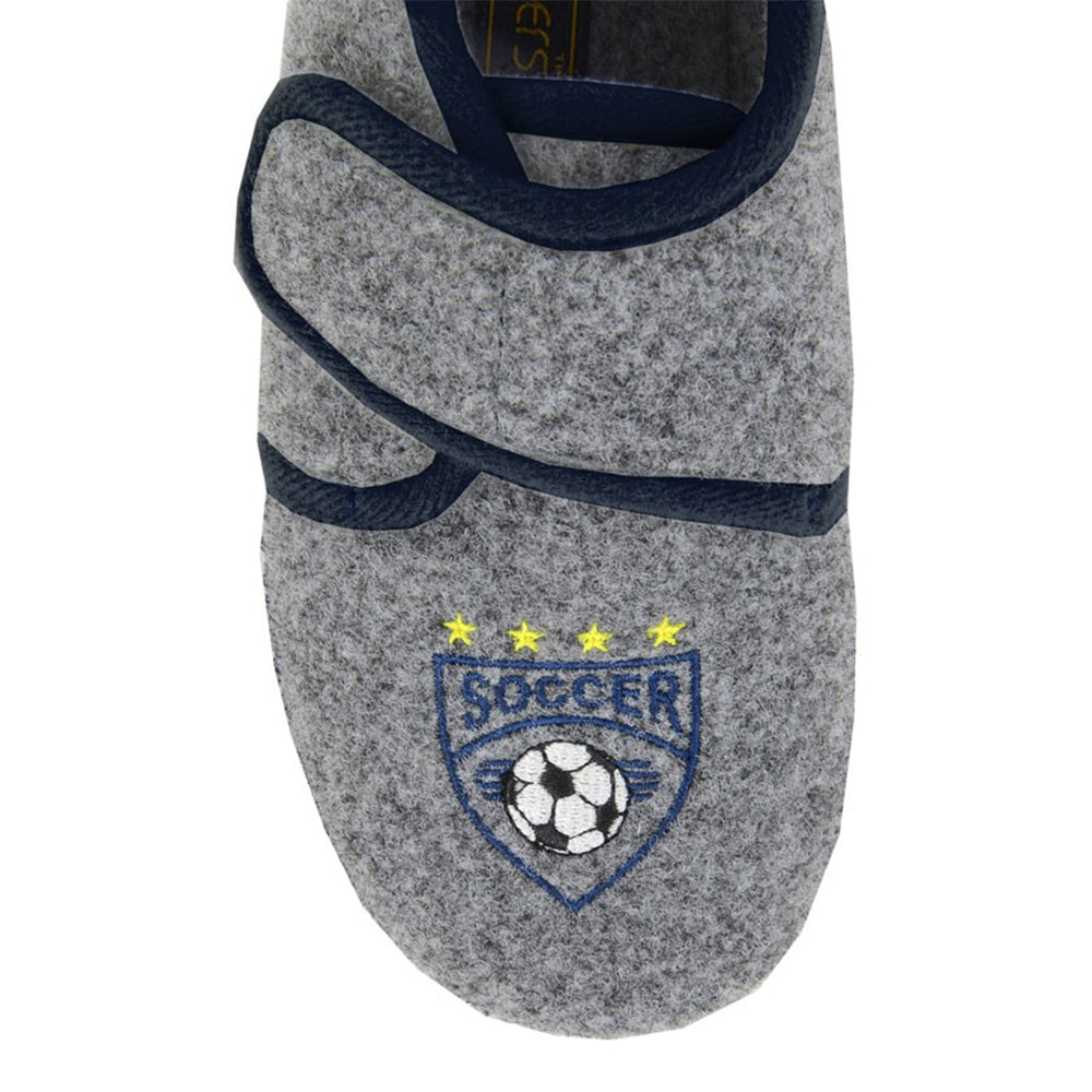 Dark Grey - Side - Sleepers Childrens-Kids League Slippers