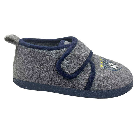 Dark Grey - Front - Sleepers Childrens-Kids League Slippers