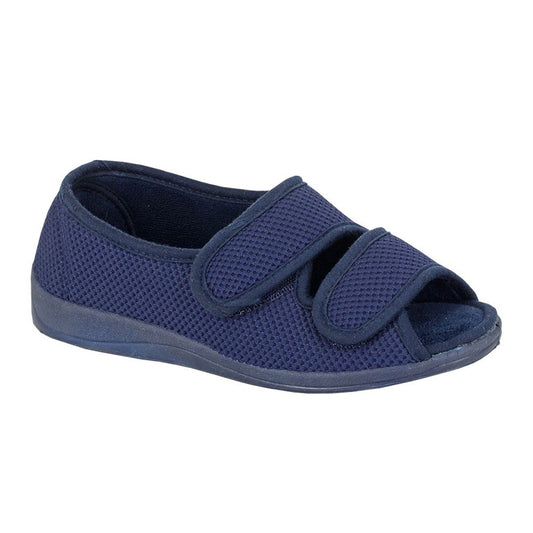 Navy - Front - Sleepers Womens-Ladies Dora Synthetic Slippers