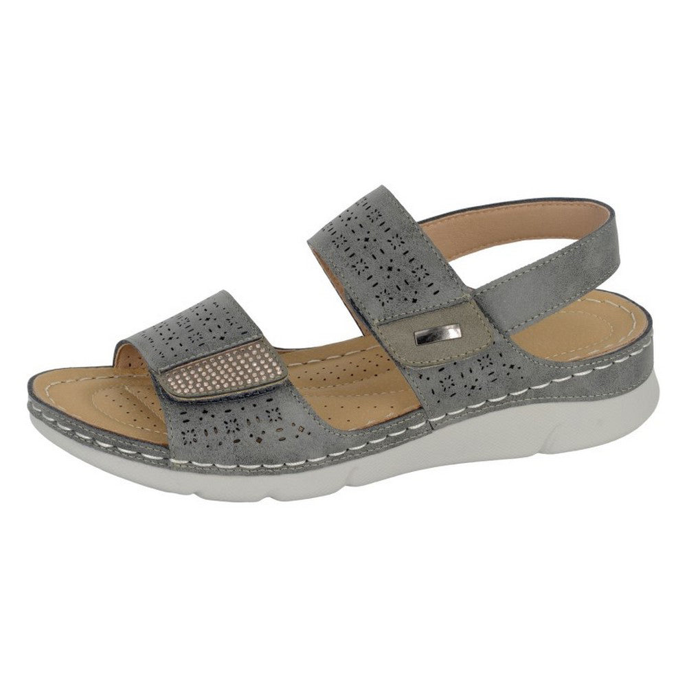 Pewter - Back - Boulevard Womens-Ladies Sling Back Sandals