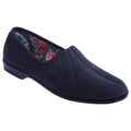 Navy Blue - Front - Sleepers Womens-Ladies Audrey III Roll Top Velour Slippers