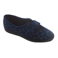 Navy Blue - Front - Sleepers Womens-Ladies Ivy Floral V Throat Touch Fastening Slippers