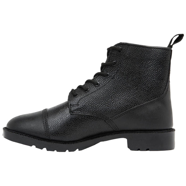 Black - Side - Grafters Mens 6 Eye Grain Leather Cadet Boots