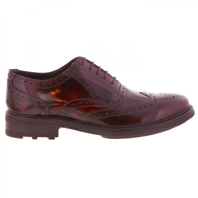 Oxblood - Side - Roamers Mens 5 Eyelet Brogue Oxford Leather Shoes