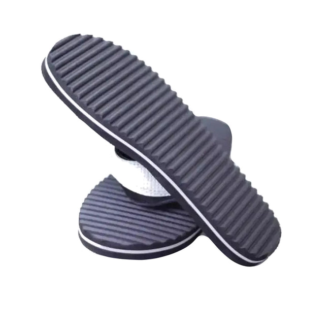 Navy Blue-Grey - Side - PDQ Mens Surfer Touch Fastening Beach Mule Pool Shoes